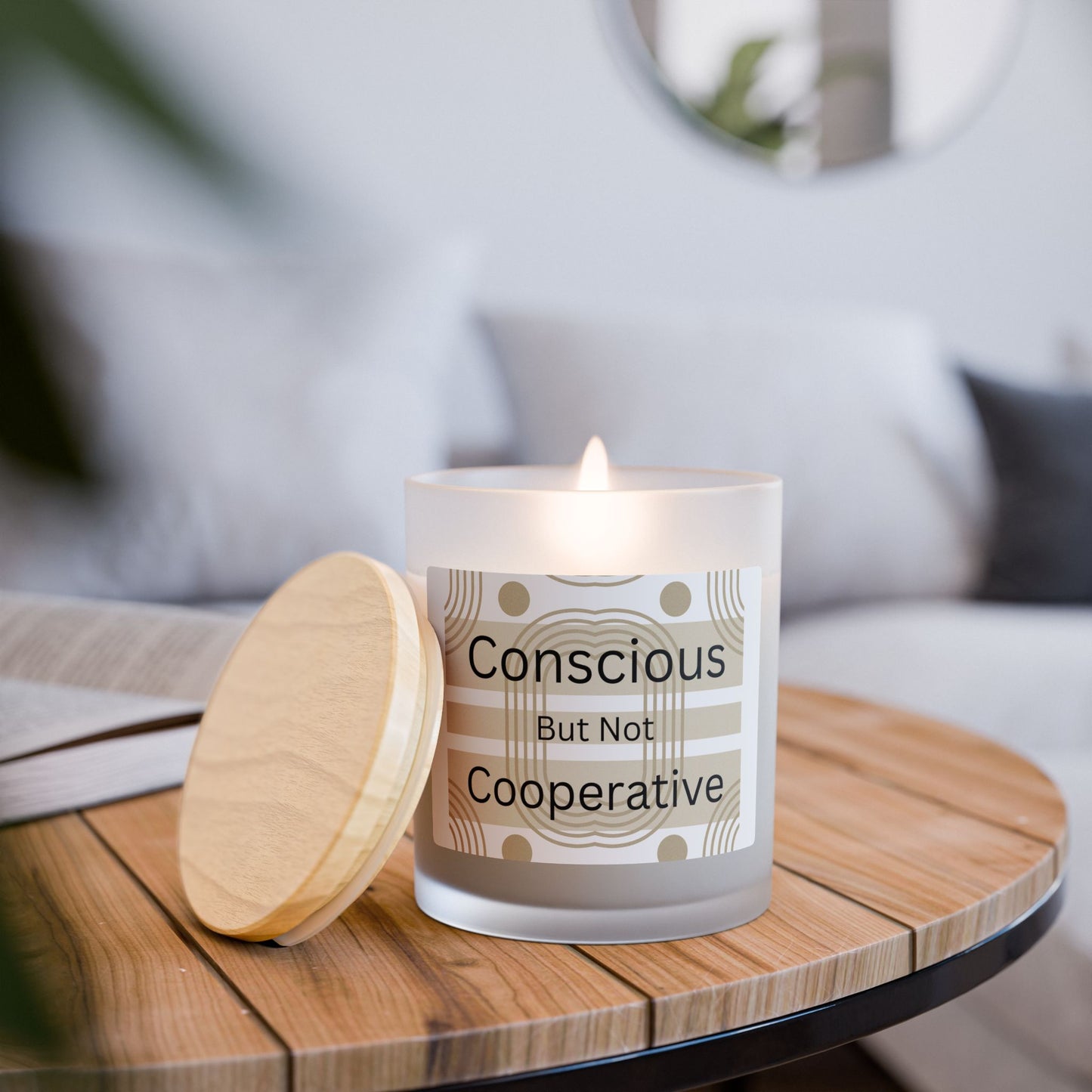 Conscious But Not Cooperative Candle, Frosted Glass 11oz