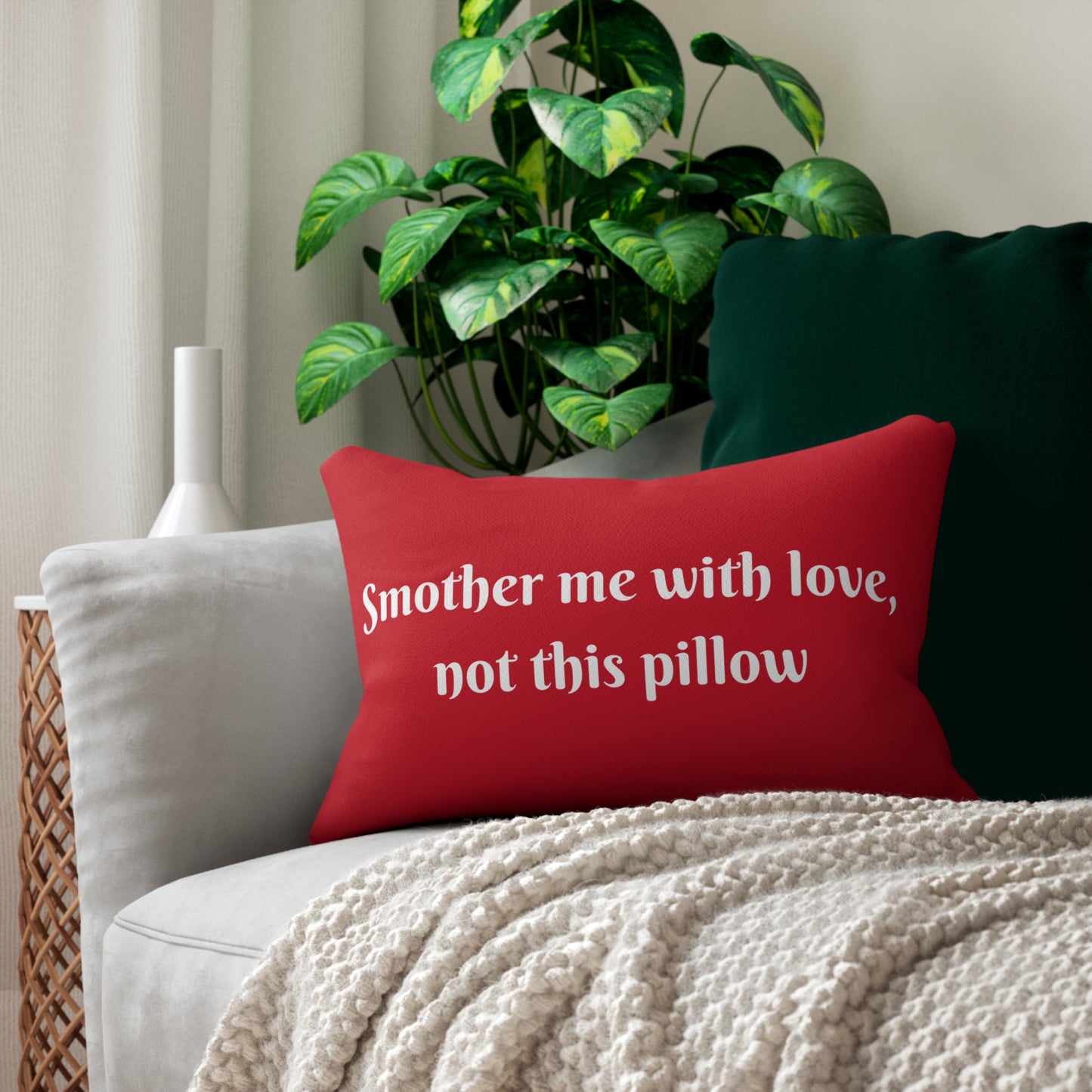 Smother Me With Love - Dark Humor Graphic Lumbar Pillow