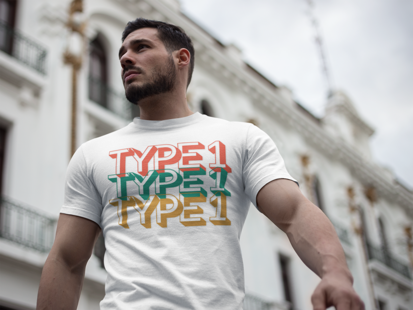 Type 1 – Retro Stacked Design for Diabetes Awareness
