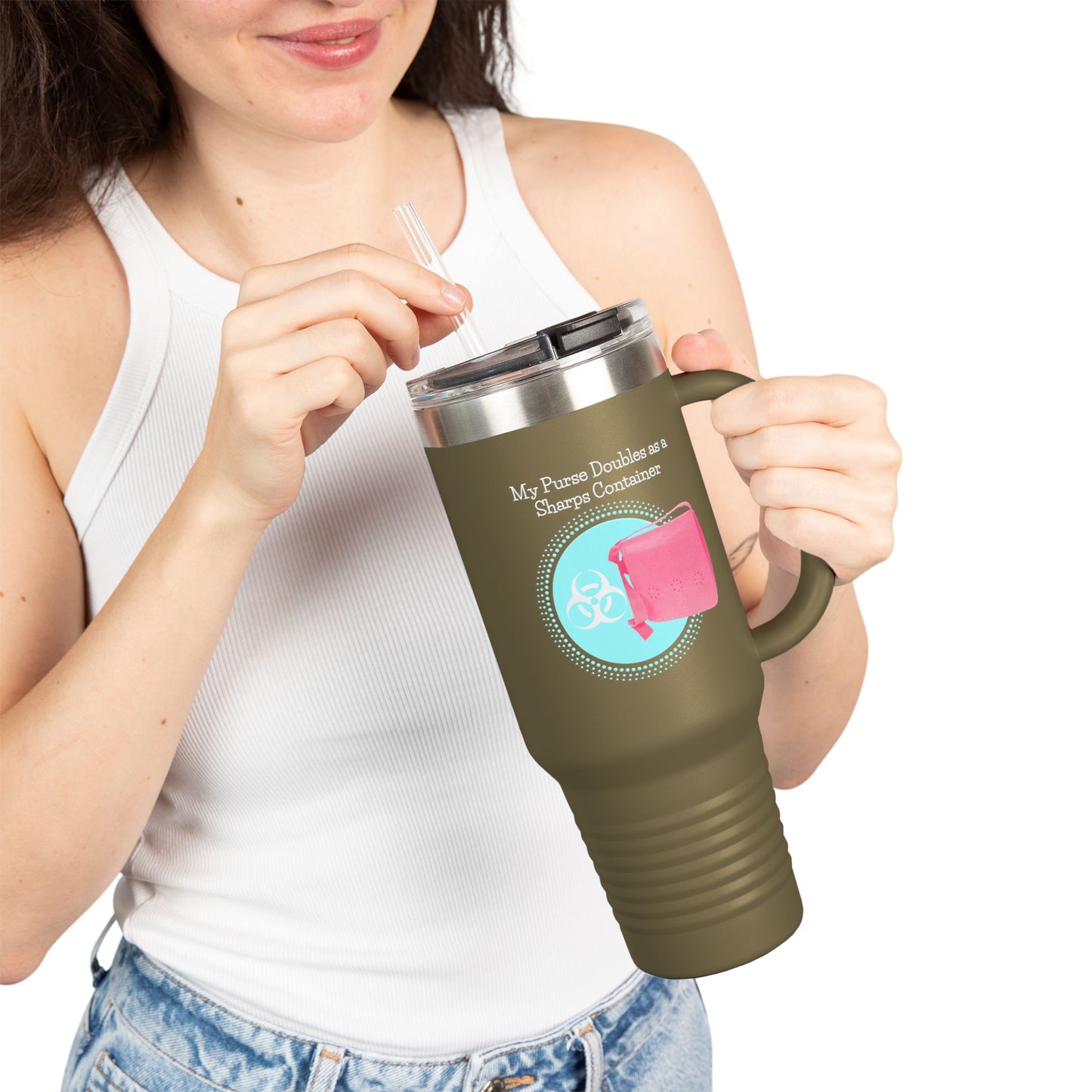 My Purse Doubles as a Sharps Container - Insulated Travel Mug, 40oz