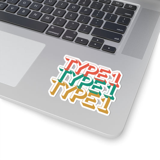 Type 1 – Retro Stacked Design for Diabetes Awareness - Kiss-Cut Stickers