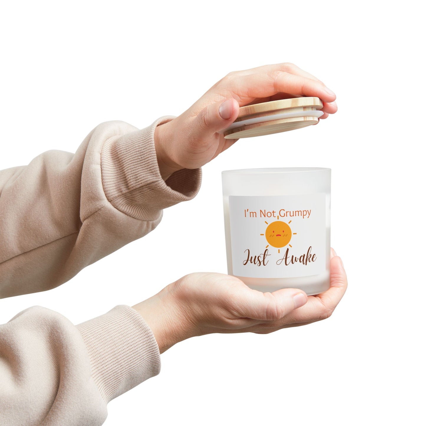 I’m Not Grumpy, Just Awake  - Frosted Glass Candle, 11oz